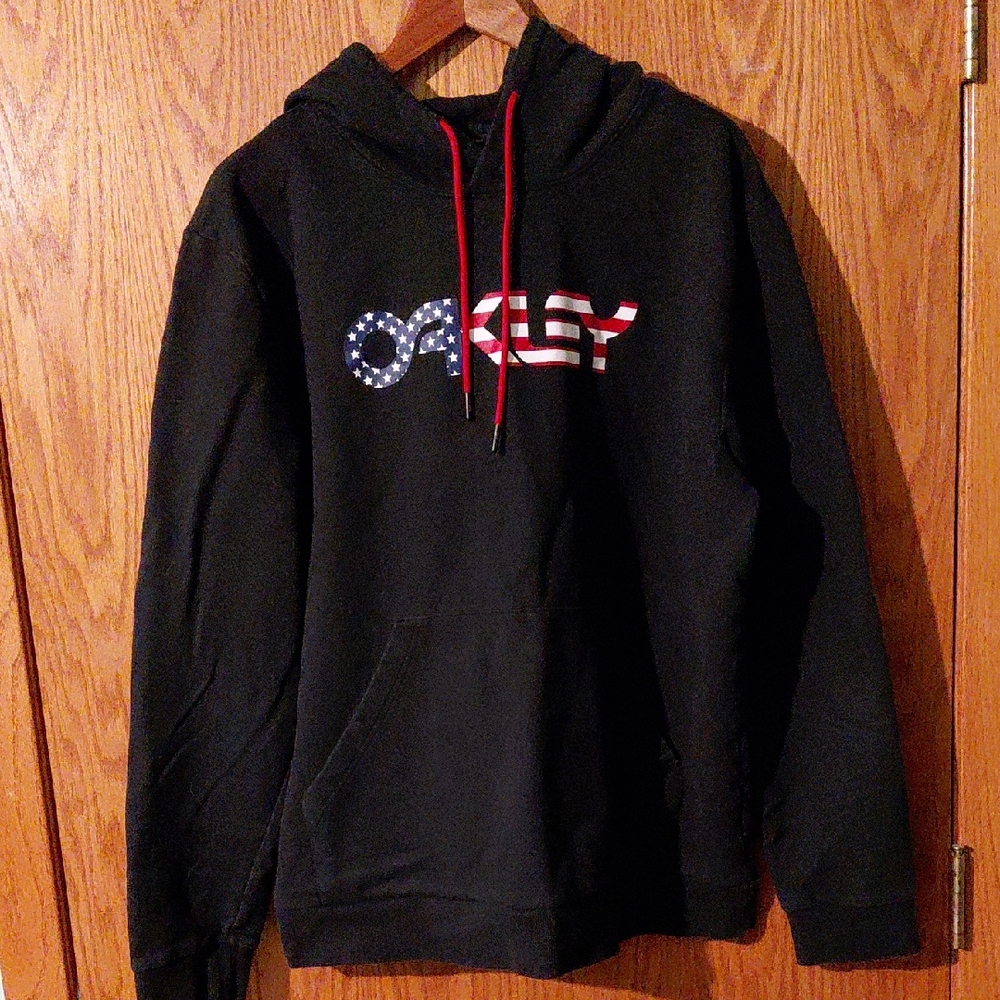 Oakley Black Hoodie with Red Drawstrings